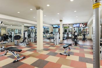 State-of-the-art fitness equipment in 24-hour resident exclusive fitness center at 4700 Colonnade apartments for rent